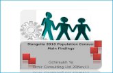 Mongolia 2010 population census main findings
