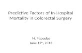 Predictive factors of in-hospital mortality in colorectal surgery