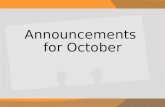 Announcements for October 2013