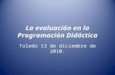 La evaluación en la programación didáctica tema 4