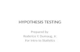 STATISTICS: Hypothesis Testing
