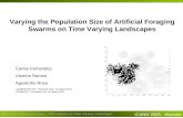 Varying the Population Size of Artificial Foraging Swarms on Time Varying Landscapes