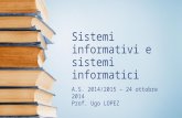 V A Informatica - IIS "Pentasuglia" MT - 24-10-2014 - Sistemi informativi e sistemi informatici
