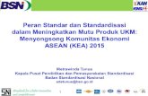 Peran Standar dalam Meningkatkan Mutu Produk UKM Menuju Kawasan Ekonomi ASEAN (KEA) 2015