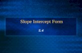 5.4 Slope Intercept Form