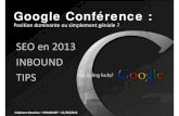 Google conférence : Le Référencement en 2013