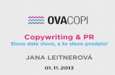 Jana Leitnerová - Copywriting & PR aneb Slovo dalo slovo, a to slovo prodalo!