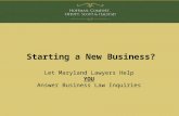 Starting a New Business? Let Maryland Lawyers Help You Answer Business Law Inquiries