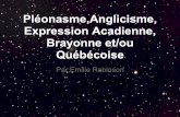 Les Anglicismes, Pléonasmes, Expressions Acadienne, Brayonne et/ou Québécoise