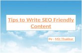 Tips to Write SEO Friendly Content
