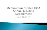 McCammon Estates HOA 2012 Annual Meeting