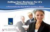 Selling Your Business for its Maximum Value