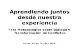 Presentación del foro metodológico sobre diálog y transformación de conflictos
