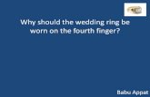Wedding ring and ring finger