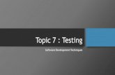 SDT Topic 07: Testing