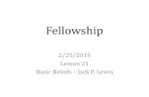Topic: Fellowship for Wednesday Night Auditorium Class; February 25, 2015