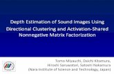 Depth estimation of sound images using directional clustering and activation-shared nonnegative matrix factorization