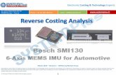 Bosch SMI130 6-Axis Automotive MEMS IMU 2015 teardown reverse costing report published by Yole Developpement