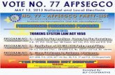 Vote no. 77 afpsegco party list