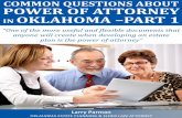 Common Questions of Power of Attorney in Oklahoma: Part 1