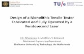 A monolithic tensile tester fabricated and fully operated by a femtosecond laser