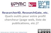 ResearcherID, ResearchGate, etc. : quels outils pour votre profil chercheur (page web, liste de publications, etc.)?