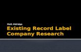 Existing Record Label Company Research
