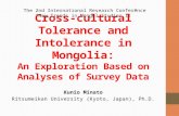 Cross-cultural Tolerance and Intolerance in Mongolia:An Exploration Based on Analyses of Survey Data