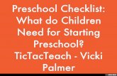 Preschool Checklist: What do Children Need for Starting Preschool? TicTacTeach - Vicki Palmer