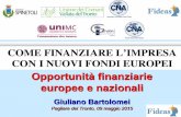 Opportunita' finanziarie europee e nazionali per le imprese, Pagliare del Tronto, 09 05-2015