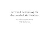 Certified Reasoning for Automated Verification
