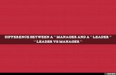 DIFFERENCE BETWEEN A '' MANAGER AND A '' LEADER ''
