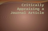 Critically Appraising a Journal Article Student Version