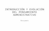 Introducción y Evolución Al Pensamiento Administrativo
