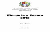 Memoria y Cuenta 2012 Tomo I