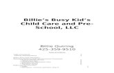 Billie's Busy Kids Child Care and Preschool, LLC Parent Handbook (revised 11-13-13)