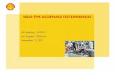 Valve Type Acceptance Test Experiences API