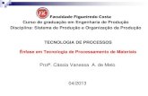 AULA TECNOLOGIA DE PROCESSOS - ENFASE EM TECNOLOGIA DE PROCESSAMENTO DE MATERIAIS 1º ANO UNIFAL (1) (1)