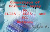 Comparison of hormonal assay  by ELISA , ELFA and ECL