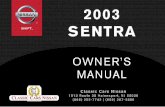 2003 SENTRA OWNER'S MANUAL