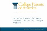 Ten Ways Parents of College Students Can Use the College Website