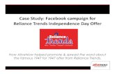 Case Study: Facebook campaign for Reliance Trends Independence Day Offer