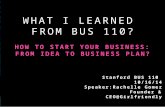 How to start your Business: From Idea to Business Plan - BUS 110 Stanford