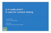 PLAIN 2013 - Is it really plain? A case (and process) for content testing