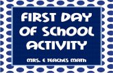 First Day of School Math Activity