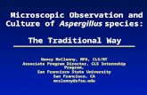 Microscopic Observation and Culture of Aspergillus species: The Traditional Way Nancy McClenny, MPA, CLS/MT Associate Program Director, CLS Internship.