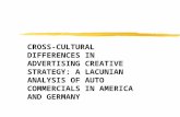 CROSS-CULTURAL DIFFERENCES IN ADVERTISING CREATIVE STRATEGY: A LACUNIAN ANALYSIS OF AUTO COMMERCIALS IN AMERICA AND GERMANY.