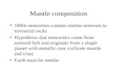 Mantle composition 1800s meteorites contain similar minerals to terrestrial rocks Hypothesis that meteorites come from asteroid belt and originate from.