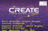 Mairi Henderson, Project Manager, Scottish Enterprise Regional Workshop: Castle Douglas, Dumfries & Galloway Date: Wednesday 7 th May 2014.