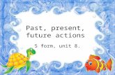 Past, present, future actions 5 form, unit 8.. (+) V2 (-) …did not +V1 (?) (…) + Did + V1 (+) …+have/has+V3 (-)…+have/has+V3 (?)(…)+Have/Has+V3 (+)…was/were+Ving.